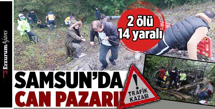 Samsun'da yolcu otobüsü dereye yuvarlandı